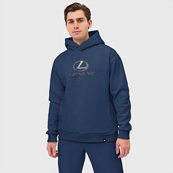 Мужской костюм оверсайз Lexus авто бренд лого, цвет: тёмно-синий — фото 2