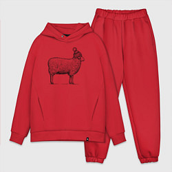Мужской костюм оверсайз Овца в шапке с помпоном, цвет: красный