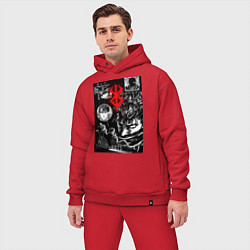 Мужской костюм оверсайз Гатс Чёрный мечник коллаж, цвет: красный — фото 2