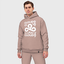 Мужской костюм оверсайз Cloud9 - in logo, цвет: пыльно-розовый — фото 2
