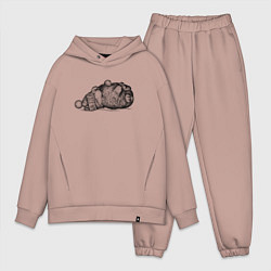 Мужской костюм оверсайз Кролик в шапке отдыхает, цвет: пыльно-розовый