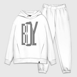 Мужской костюм оверсайз Слово из больших букв - boy, цвет: белый