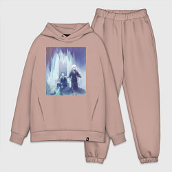 Мужской костюм оверсайз Жизнь с нуля в альтернативном мире, цвет: пыльно-розовый