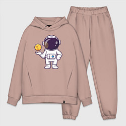 Мужской костюм оверсайз Космонавт и планета, цвет: пыльно-розовый
