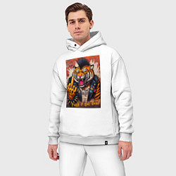 Мужской костюм оверсайз Ferocious tiger - punks not dead motto, цвет: белый — фото 2