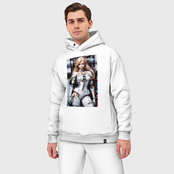 Мужской костюм оверсайз Кибер Барби - нейросеть фантазия, цвет: белый — фото 2