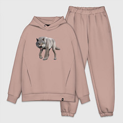 Мужской костюм оверсайз Волк глядит, цвет: пыльно-розовый