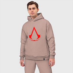 Мужской костюм оверсайз Red logo of assassins, цвет: пыльно-розовый — фото 2