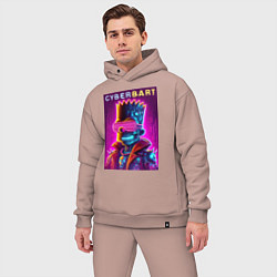 Мужской костюм оверсайз Cyber Bart - neon glow ai art fantasy, цвет: пыльно-розовый — фото 2