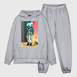 Мужской костюм оверсайз Cyber skeleton from future - ai art fantasy, цвет: меланж