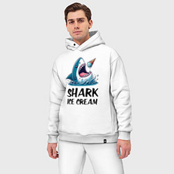 Мужской костюм оверсайз Shark ice cream - ai art, цвет: белый — фото 2