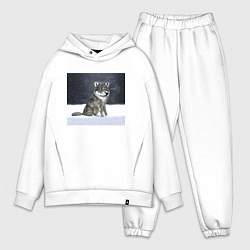 Мужской костюм оверсайз Волк ауффф мем, цвет: белый