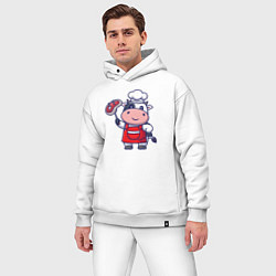 Мужской костюм оверсайз Коровка повар, цвет: белый — фото 2