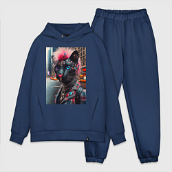 Мужской костюм оверсайз Голубоглазая пантера модница из Нью-Йорка - нейрос, цвет: тёмно-синий