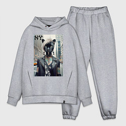 Мужской костюм оверсайз Молодая пантера - модница из Нью-Йорка, цвет: меланж