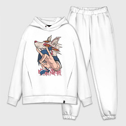 Мужской костюм оверсайз Человек-бензопила Аки Хаякава лис, цвет: белый