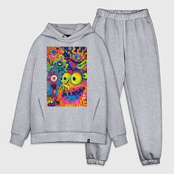 Мужской костюм оверсайз Психоделические лица, цвет: меланж