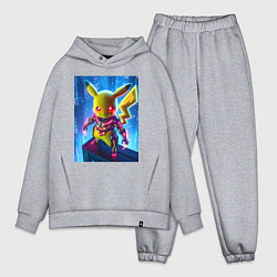 Мужской костюм оверсайз Neon Pikachu - cyberpunk horror, цвет: меланж