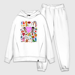 Мужской костюм оверсайз Y2K hope heart - cartoon pop art childrens drawing, цвет: белый