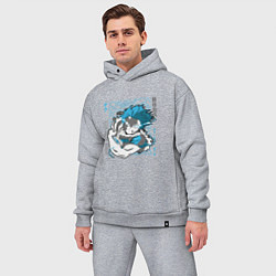 Мужской костюм оверсайз Моя геройская академия One for all Деку, цвет: меланж — фото 2