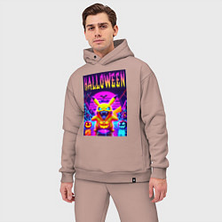 Мужской костюм оверсайз Pikachu - halloween vaporwave, цвет: пыльно-розовый — фото 2