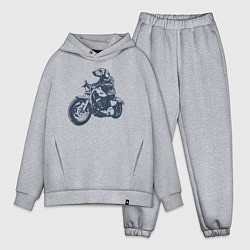 Мужской костюм оверсайз Такса байкер на мотоцикле чоппере, цвет: меланж