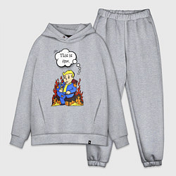Мужской костюм оверсайз Vault boy in the fire, цвет: меланж