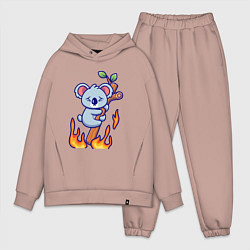 Мужской костюм оверсайз Пожар у коалы, цвет: пыльно-розовый