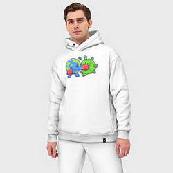 Мужской костюм оверсайз Удар по вирусу, цвет: белый — фото 2