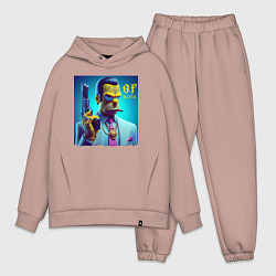 Мужской костюм оверсайз Homer Simpson - godfather of the mafia, цвет: пыльно-розовый