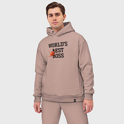 Мужской костюм оверсайз Worlds best boss, цвет: пыльно-розовый — фото 2