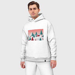 Мужской костюм оверсайз Новогодний домик, цвет: белый — фото 2