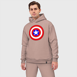 Мужской костюм оверсайз Captain America logo, цвет: пыльно-розовый — фото 2