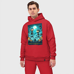 Мужской костюм оверсайз Rick and Morty skeletons - happy halloween, цвет: красный — фото 2