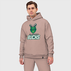 Мужской костюм оверсайз Milwaukee Bucks NBA, цвет: пыльно-розовый — фото 2