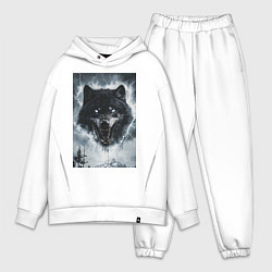 Мужской костюм оверсайз Волк с оскаленной пастью, цвет: белый