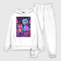 Мужской костюм оверсайз Рик и Морти - паучок и грибочки, цвет: белый