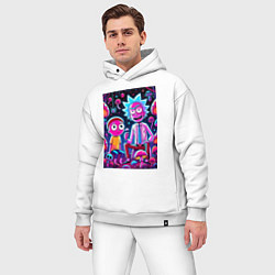 Мужской костюм оверсайз Рик и Морти - паучок и грибочки, цвет: белый — фото 2