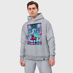 Мужской костюм оверсайз Rick and Morty under the mushrooms, цвет: меланж — фото 2