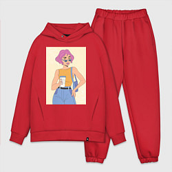 Мужской костюм оверсайз Капучино вайб, цвет: красный