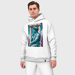 Мужской костюм оверсайз Античный персонаж на фоне колонн, цвет: белый — фото 2