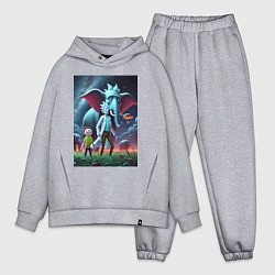 Мужской костюм оверсайз Слон похожий на Рика Санчеса - прикол, цвет: меланж