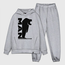 Мужской костюм оверсайз MAN дальнобойщик чёрный логотип, цвет: меланж