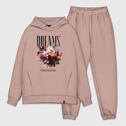 Мужской костюм оверсайз Dreams flowers - надпись: мечтать, цвет: пыльно-розовый