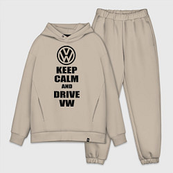 Мужской костюм оверсайз Keep Calm & Drive VW, цвет: миндальный