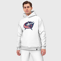 Мужской костюм оверсайз Columbus blue jackets - hockey team - emblem, цвет: белый — фото 2