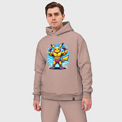Мужской костюм оверсайз Big Pikachu, цвет: пыльно-розовый — фото 2