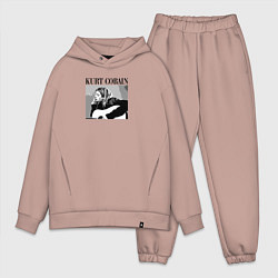 Мужской костюм оверсайз Kurt Cobain in black white, цвет: пыльно-розовый