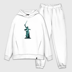 Мужской костюм оверсайз Родина мать победа, цвет: белый