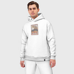 Мужской костюм оверсайз Таро карта со скелетом и глаз, цвет: белый — фото 2